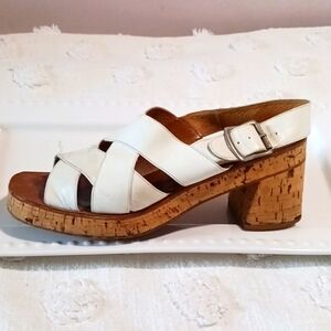 Vintage  1960s-70s  👑 Leather  Cork Platform Sandal 9